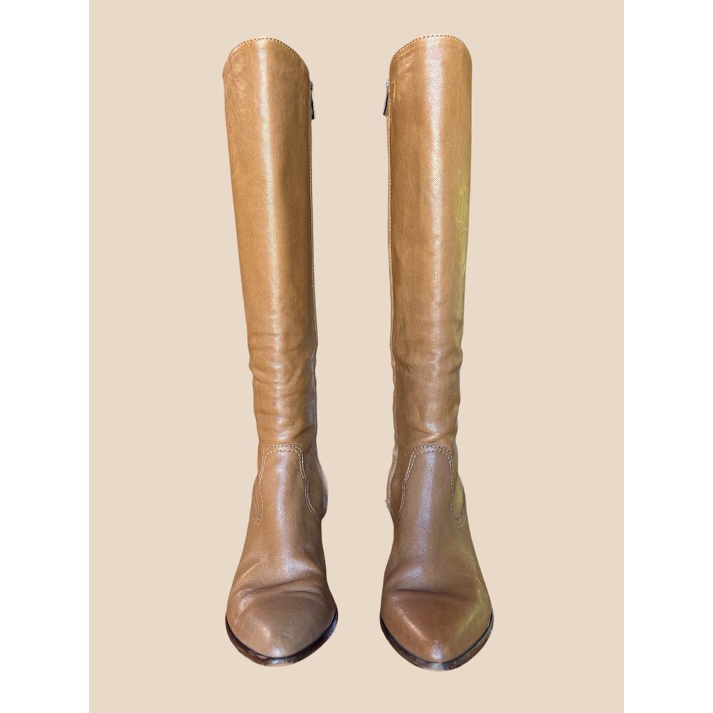 Frye Reed Inside Zip Tall Western Inspired Retro Knee Boots "Patchwork" Heels 7 - Picture 2 of 16